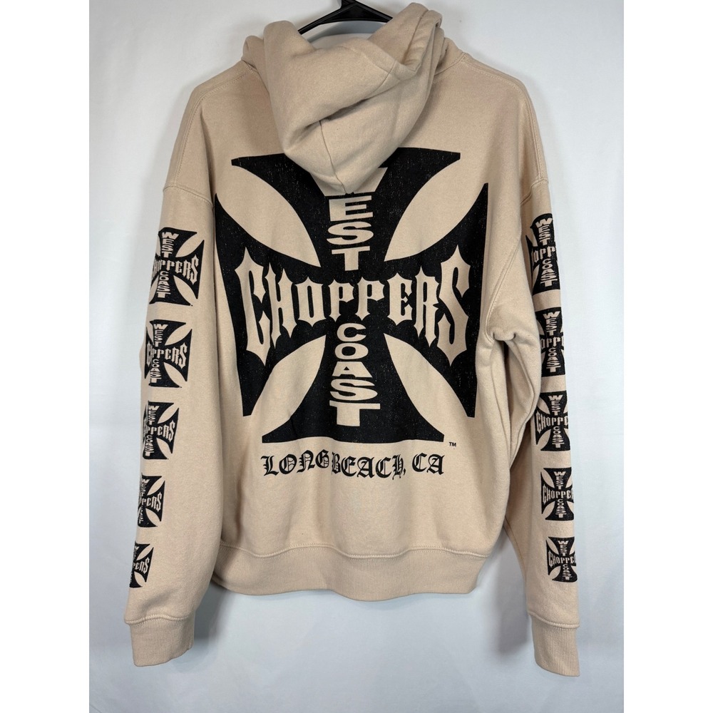 West Coast Choppers Jesse James Long Beach CA Hoodie Tan Sand Mens Medium